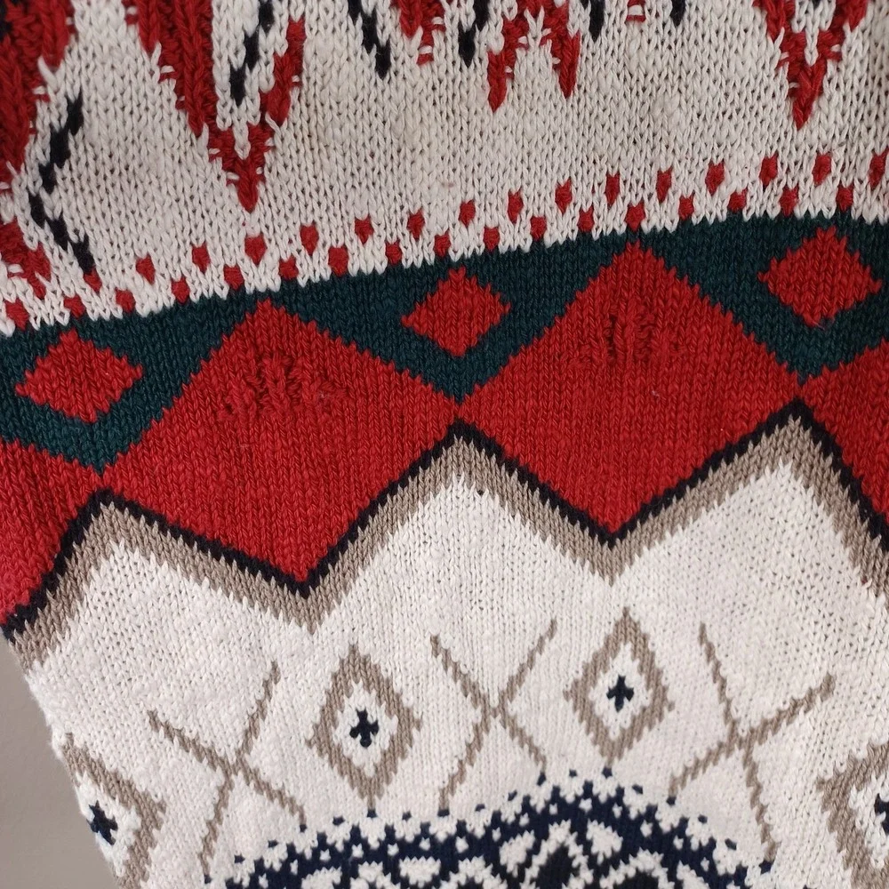 Chaps Ralph Lauren Vintage Grandpa Heavy Knit Sweater Retro Argyle‎ Holiday XL